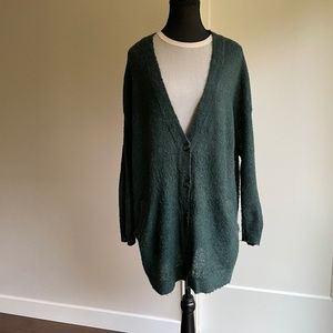 Grandpa Sweater Long Cardigan Green lightweight Selected Femme